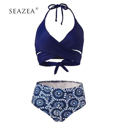 Seazea Sexy High Waist Bikinis 2018 Swimsuit New Swimsuit Women Bikini Set Beach Wear Solid