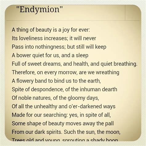The Poem For Endymion Is Written In An Old Fashioned Style With Black Ink