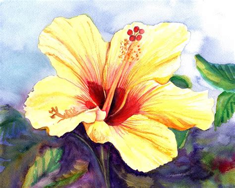 Pretty Yellow Hibiscus Painting By Marionette Taboniar Pixels