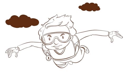 A Man Skydiving Sky Sketching Adventure Vector Sky Sketching