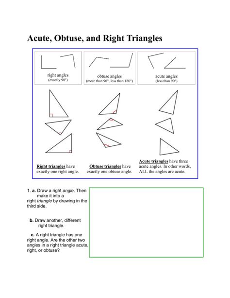 Acute Obtuse And Right Triangles Notes