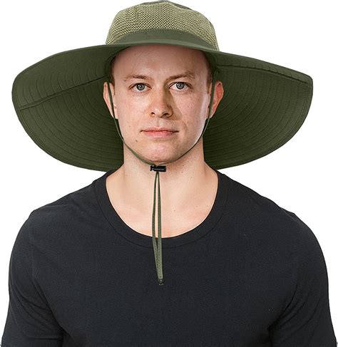 Iyebrao Mens Super Wide Brim Sun Hat Upf50 Uv Protection Waterproof Large Brim Bucket Hat For