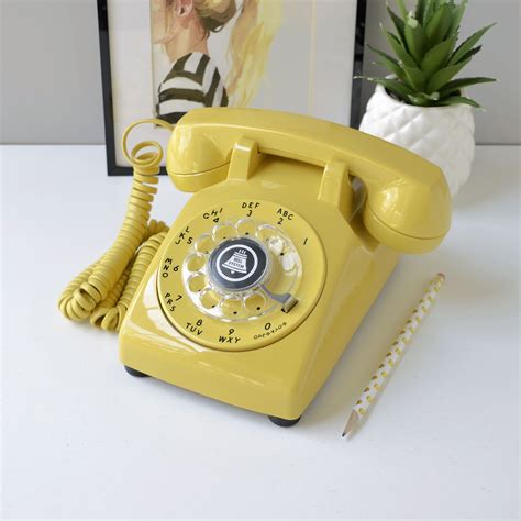 Vintage Rotary Phone Restored And Working Retro Desk Phone In Yellow