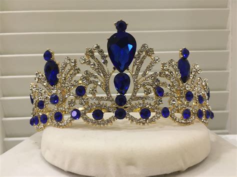 Tiara Royal Blue Gold Bridal Hair Accessories Bridal Crown Tiara Tiara