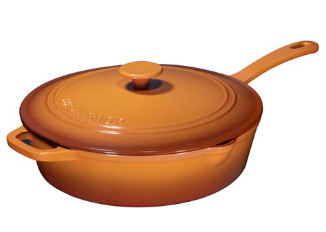 Enameled Cast Iron Skillet Deep Saute Pan With Lid 12 Inch Pumpkin