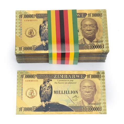 100pcs zimbabwe note millillion 3000003 zero dollars gold foil novelty banknotes ebay