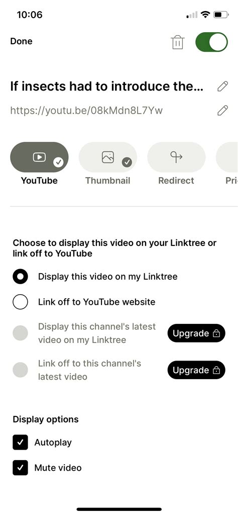 Screenshot Of Linktree Link Settings