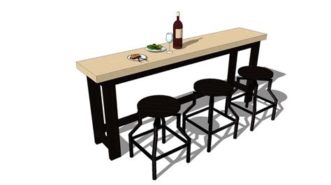 Bar Table Bar Chairs And Dishes 2 3d Warehouse