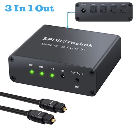 Esynic Optical Toslink Spdif Audio Switcher 3 In 1 Out 3x1 3 Port