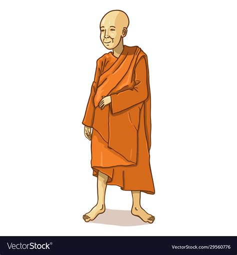 Single Cartoon Buddhist Monk Royalty Free Vector Image