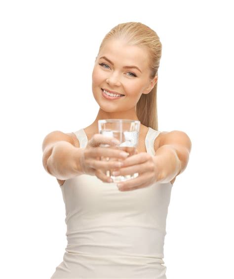 Young Smiling Woman With Glass Of Water Stock Photo Image Of Healthy
