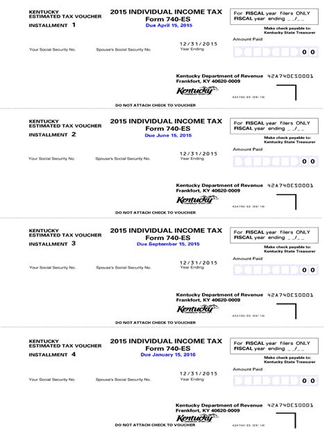 2015 Form Ky Dor 740 Es Fill Online Printable Fillable Blank Pdffiller