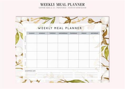 Meal Tracker Printable Weekly Food Diary Meal Planner Food Etsy