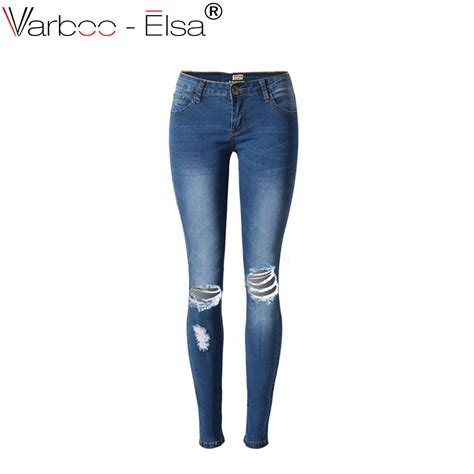 Varbooelsa 2017 Hot Fashion Ladies Cotton Denim Pencil Pants Stretch