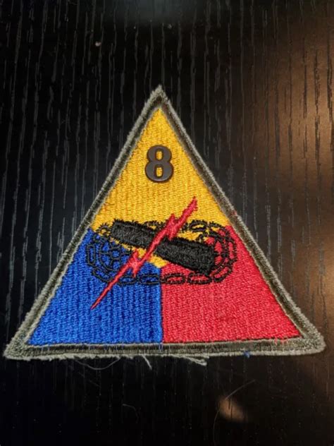 Wwii Us Army Metal 8th Armor Tank Battalion Division Cut Edge Patch L