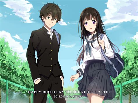 Oriki Tomoko Chitanda Eru Oreki Houtarou Hyouka Highres 10s 1boy