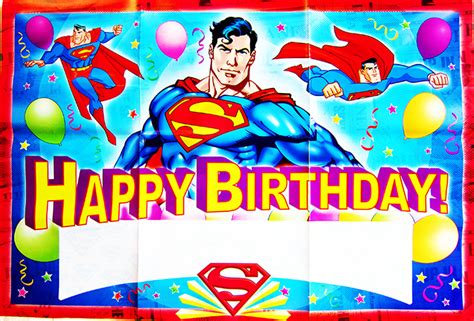 Superman Superhero Happy Birthday Party Posterbanner Party Supplies