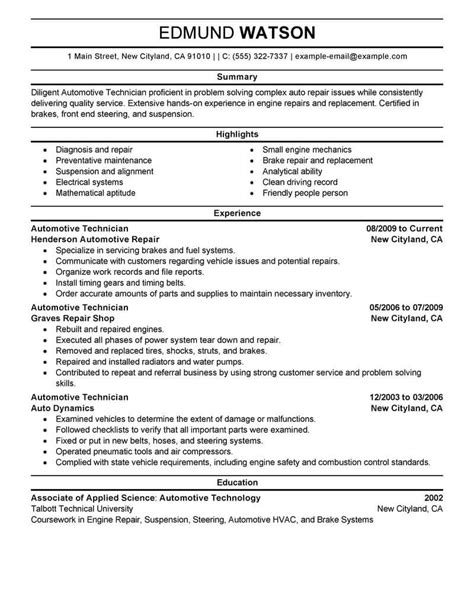 Automotive Technician Job Description For Resume Mryn Ism