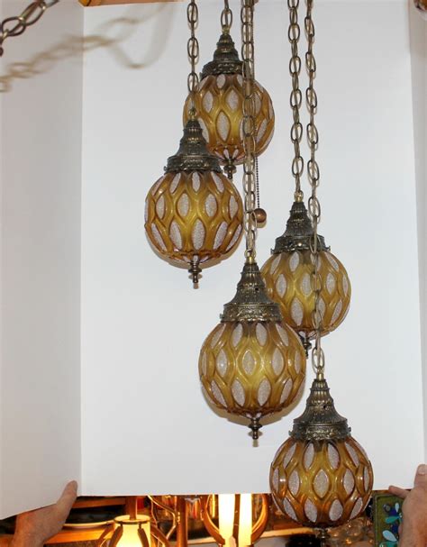 Vintage 5 Globe Swag Lamp Light Ceiling 3 Way Adjustable