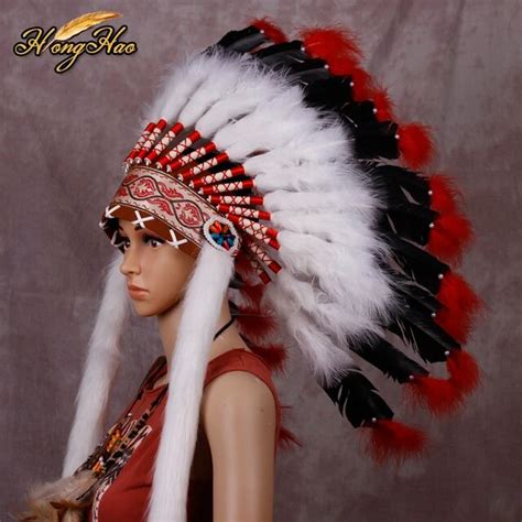 Indian Feather Headdress 21inch High Turquoise Indian War Bonnet Chief Heaaddress Native