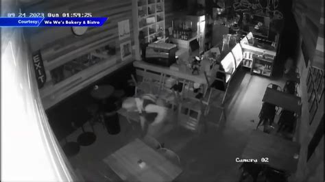 Surveillance Footage Shows Burglary Suspect Breaking Into Bakery In