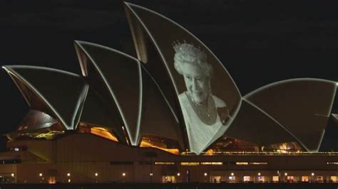 Sydney Opera House Sails Illuminated With Face Of Queen Elizabeth Ii