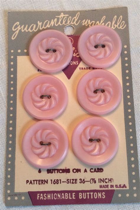 Pink Buttons On Original Card Nos Pink Button Button Card Etsy