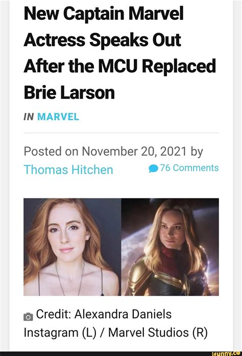 New Captain Marvel Actress Speaks Out After The Mcu Replaced Brie Larson In Marvel Posted On