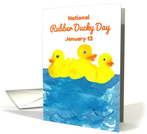 National Rubber Ducky Day January 13 Watercolor Card 1595784