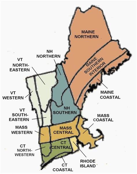 Map Of New England States Climate Divisions Map Courtesy Of Ncei