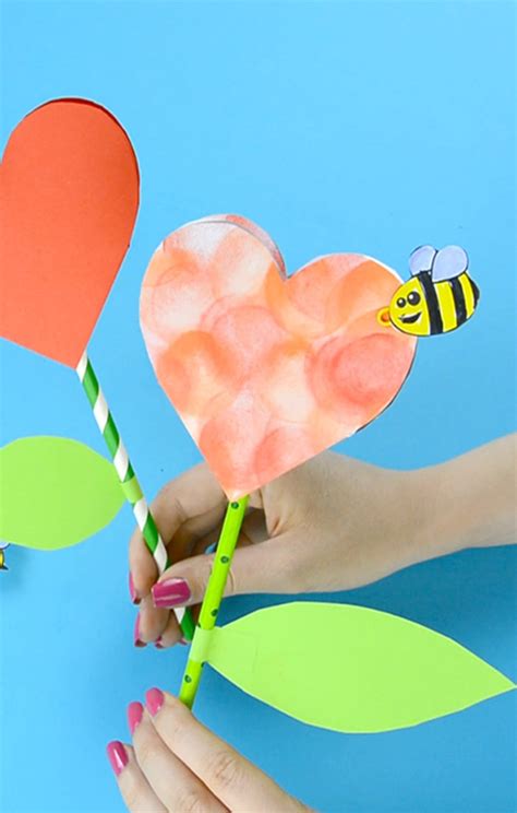 Paper Heart Flower Craft With Template Easy Peasy And Fun