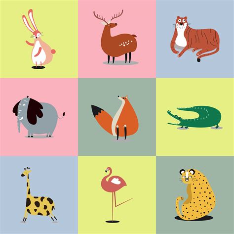 Collection of cute wild animals illustrations - Download Free Vectors
