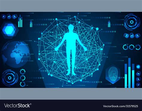 Abstract Technology Concept Human Body In Digital Vector Image