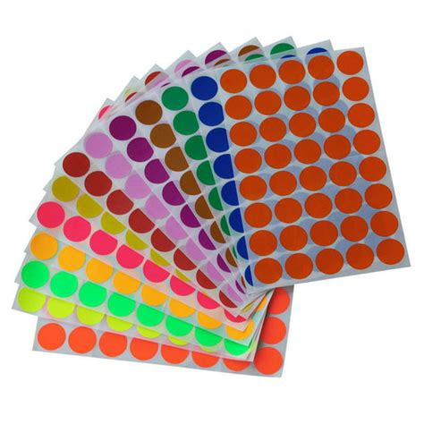 Colored Dots Stickers 34 Inch 13 Colors Sticker Dot 19mm 34 Inch