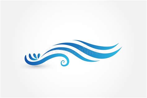 Sun With Beach Swooshes Line Art Blue Ocean Water Id Business Brand