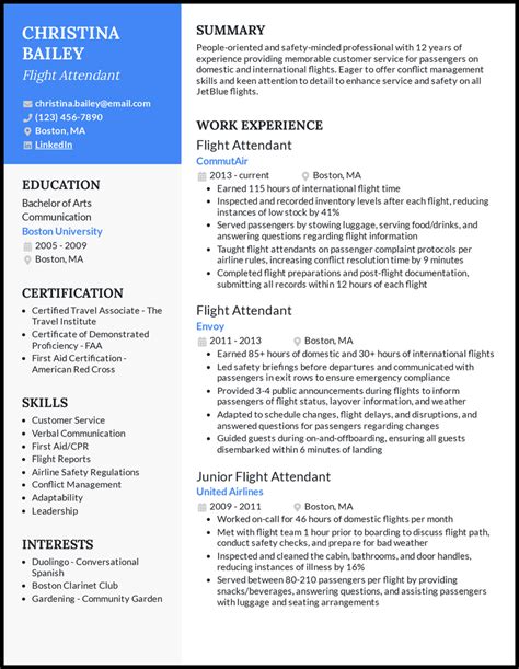 9 flight attendant resume examples and guide for 2024