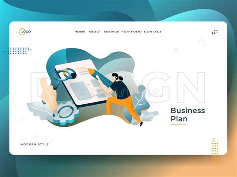Landing Page Business Plan Vector Illustration Modern Concept Can Use