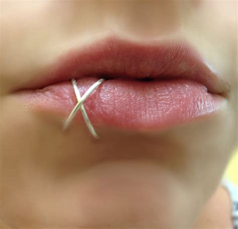 Criss Cross Lip Ring Double Lip Ring Twisted Lip Ring Cross Over Lip Ring Lip Piercing