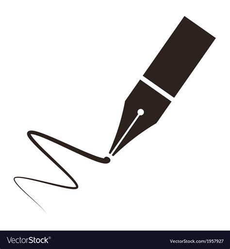 Icon Of A Fountain Pen And Signature Royalty Free Vector