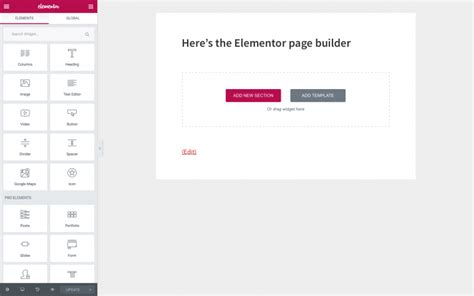 Elementor Wordpress Page Builder Ui Screenshot