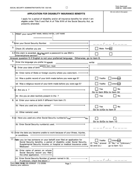Ssa 16 Bk Printable Form Printable Forms Free Online