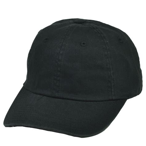 Blank Plain Baseball Hat Cap Solid All Black Garment Wash Cotton Game
