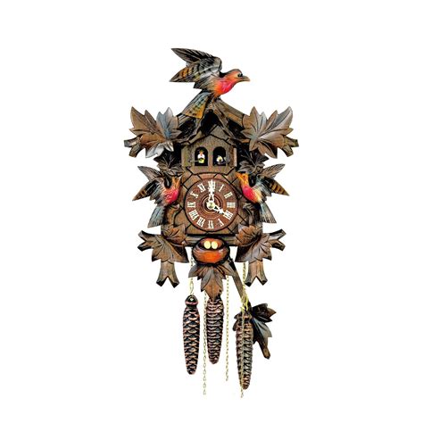 Carved 8 Day Musical Cuckoo Clock With Twin Doors Three Colourful Cuc