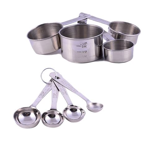 Stainless Steel 8 Piece Measuring Spoons And Measuring Cups Set High