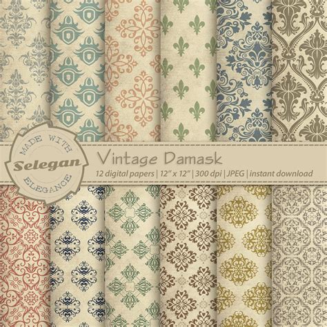 Vintage Patterns Vintage Damask Digital Etsy In 2020 Vintage
