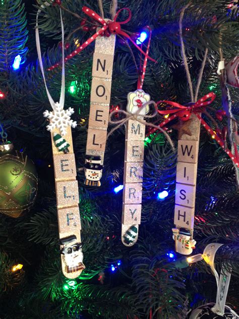 Scrabble Tile Ornament My Version Using Craft Sticks Buttons And