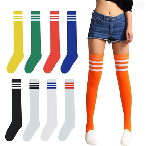 Fashion Striped Over Knee Socks Women Cotton Thigh High Over The Knee Stockings Best