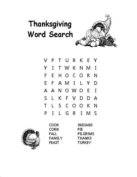 Printable Thanksgiving Word Search