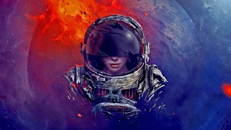 Awesome astronaut wallpaper for desktop, table, and mobile. Wallpaper : astronaut, space, planet, digital art, women ...