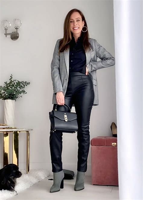 Sydne Style Shows How To Wear Leather Pants With Blazer For Office